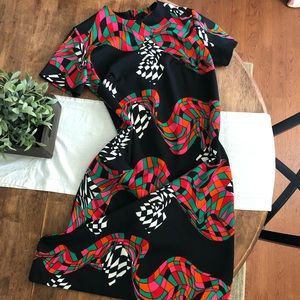 Vintage 60s 70s Mod Shift Dress Volup Plus Size